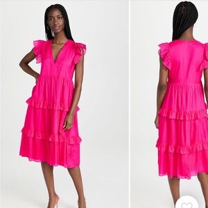 Amanda Upichard Vibrant Pink Tiered Dress Size small